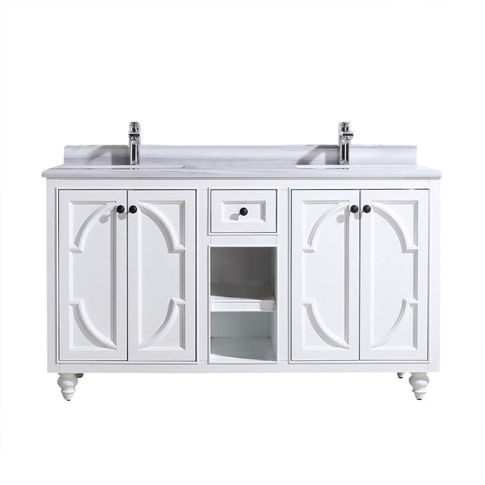 Laviva | Odyssey 60" White Double Sink Bathroom Vanity with White Stripes Marble Countertop Laviva - Vanities Laviva   