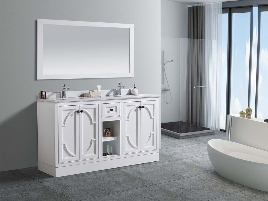 Laviva | Odyssey 60" White Double Sink Bathroom Vanity with White Stripes Marble Countertop Laviva - Vanities Laviva   