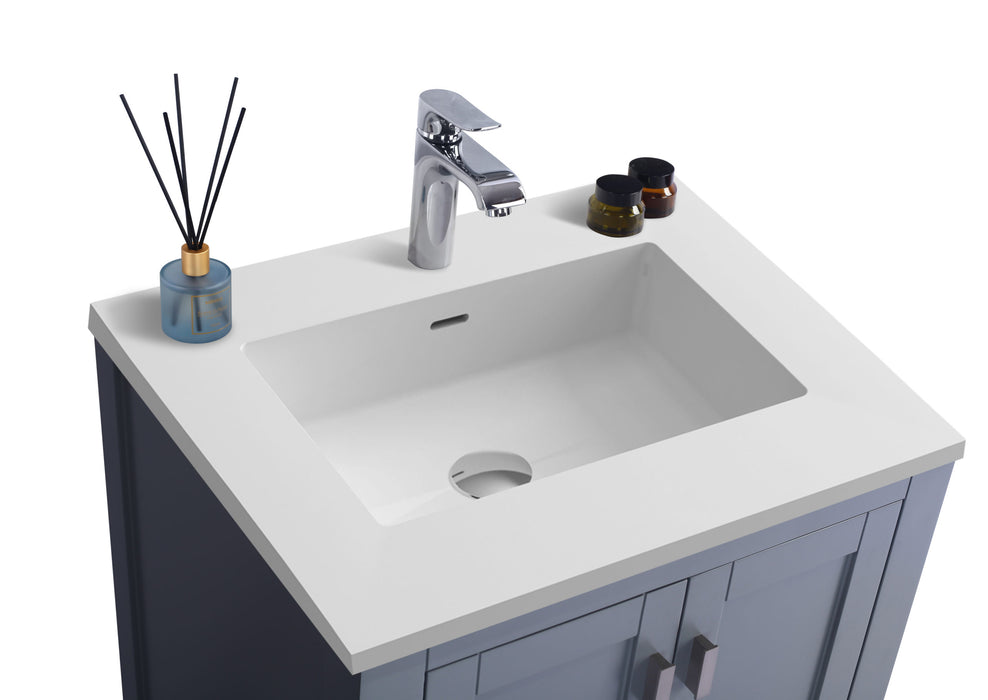 Laviva | Wilson 24" Grey Bathroom Vanity with Matte White VIVA Stone Solid Surface Countertop Laviva - Vanities Laviva   