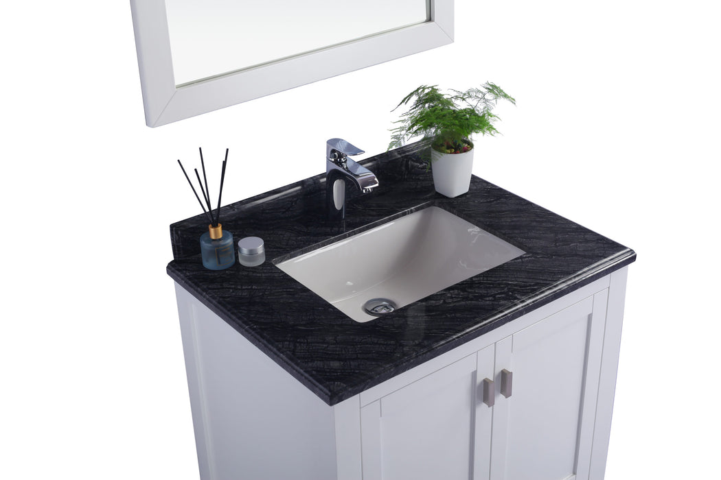 Laviva | Wilson 30" White Bathroom Vanity with Black Wood Marble Countertop Laviva - Vanities Laviva   