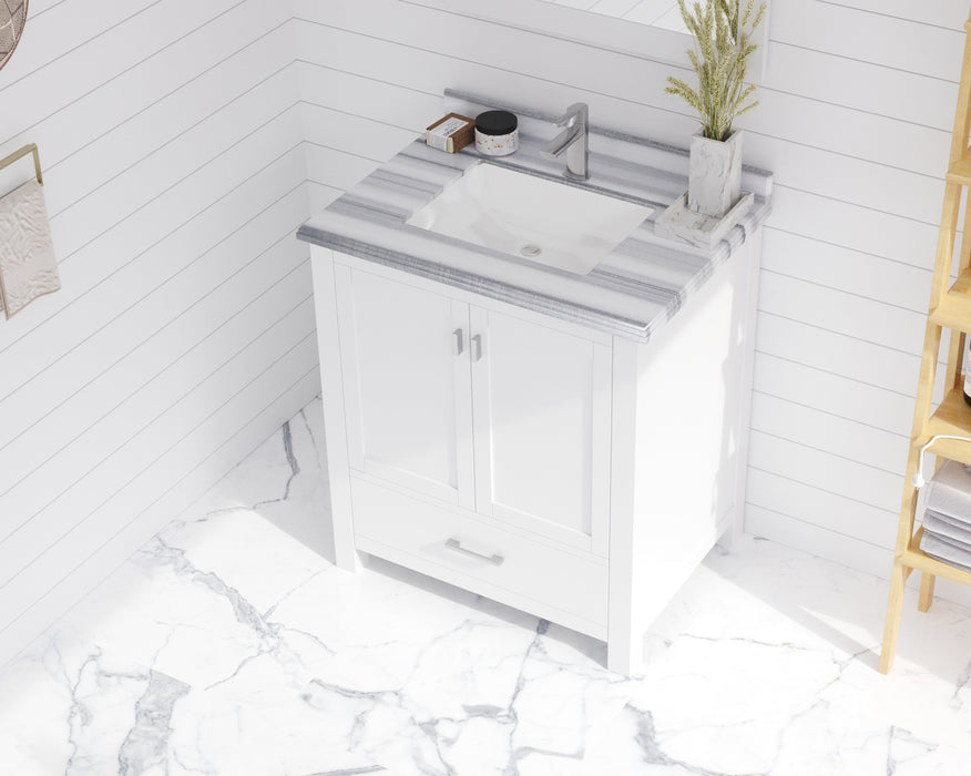 Laviva | Wilson 30" White Bathroom Vanity with White Stripes Marble Countertop Laviva - Vanities Laviva   