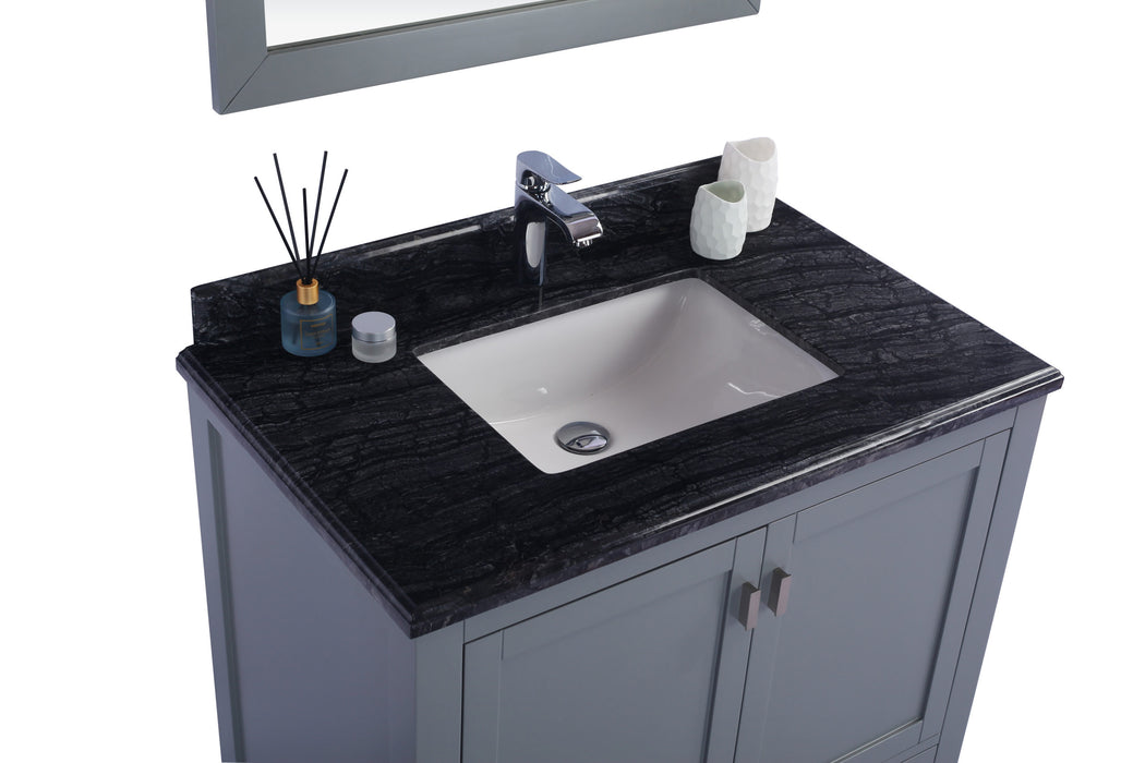 Laviva | Wilson 36" Grey Bathroom Vanity with Black Wood Marble Countertop Laviva - Vanities Laviva   