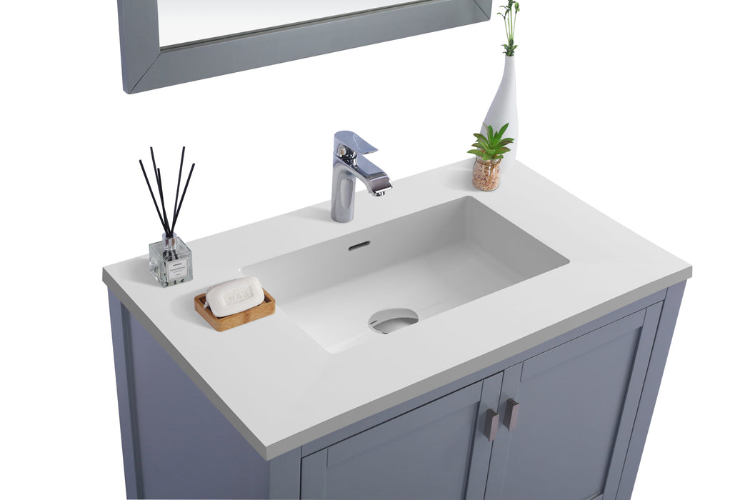 Laviva | Wilson 36" Grey Bathroom Vanity with Matte White VIVA Stone Solid Surface Countertop Laviva - Vanities Laviva   