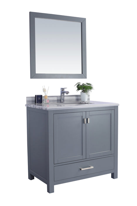 Laviva | Wilson 36" Grey Bathroom Vanity with White Stripes Marble Countertop Laviva - Vanities Laviva   