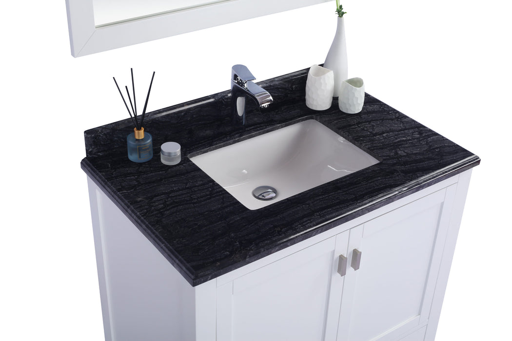 Laviva | Wilson 36" White Bathroom Vanity with Black Wood Marble Countertop Laviva - Vanities Laviva   