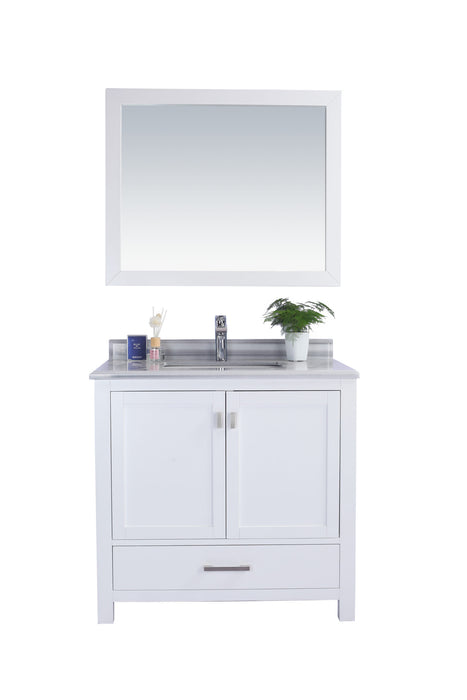 Laviva | Wilson 36" White Bathroom Vanity with White Stripes Marble Countertop Laviva - Vanities Laviva   