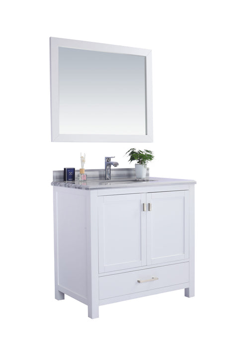 Laviva | Wilson 36" White Bathroom Vanity with White Stripes Marble Countertop Laviva - Vanities Laviva   