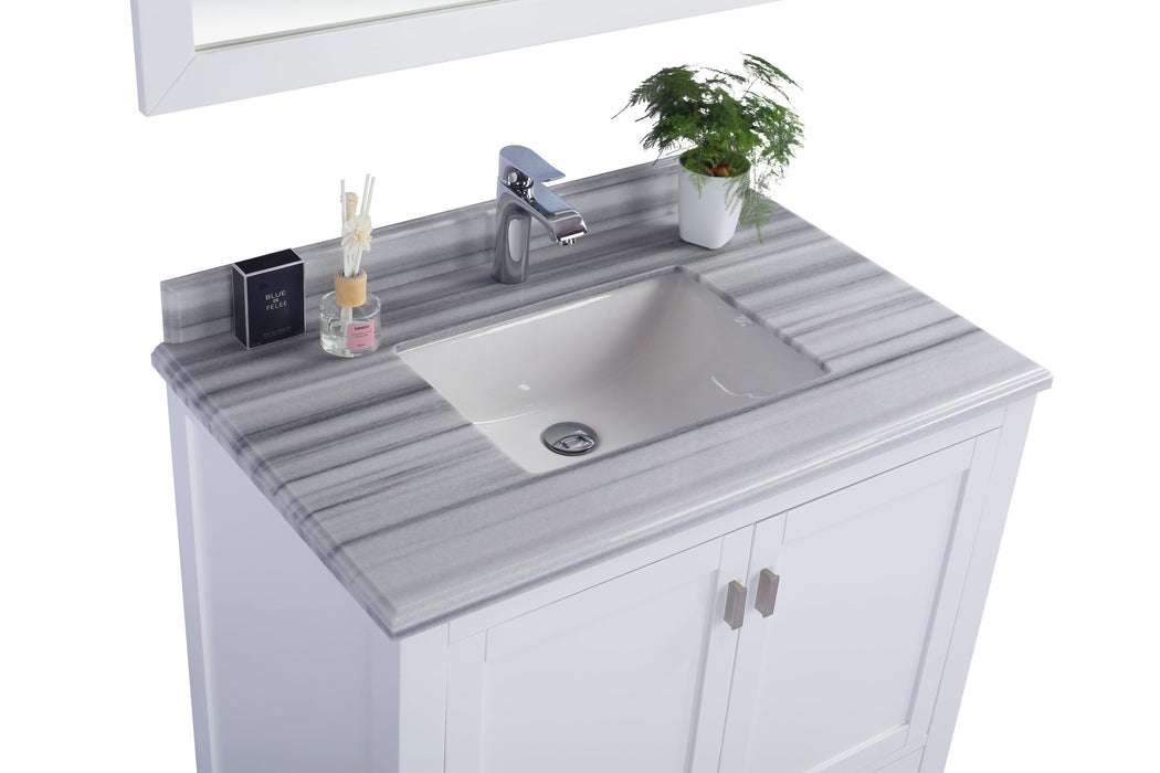 Laviva | Wilson 36" White Bathroom Vanity with White Stripes Marble Countertop Laviva - Vanities Laviva   