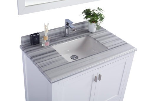 Laviva | Wilson 36" White Bathroom Vanity with White Stripes Marble Countertop Laviva - Vanities Laviva   