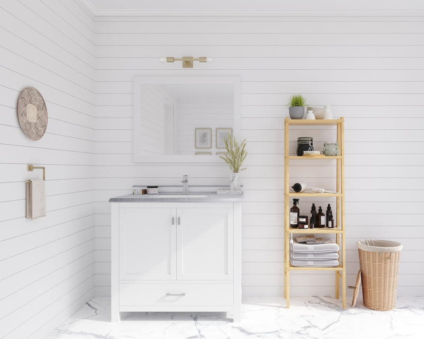 Laviva | Wilson 36" White Bathroom Vanity with White Stripes Marble Countertop Laviva - Vanities Laviva   