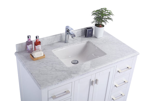 Laviva | Wilson 42" White Bathroom Vanity with White Carrara Marble Countertop Laviva - Vanities Laviva   