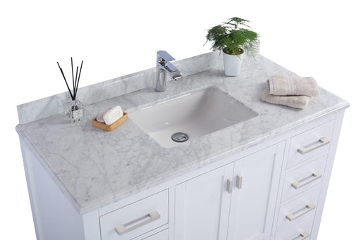 Laviva | Wilson 48" White Bathroom Vanity with White Carrara Marble Countertop Laviva - Vanities Laviva   