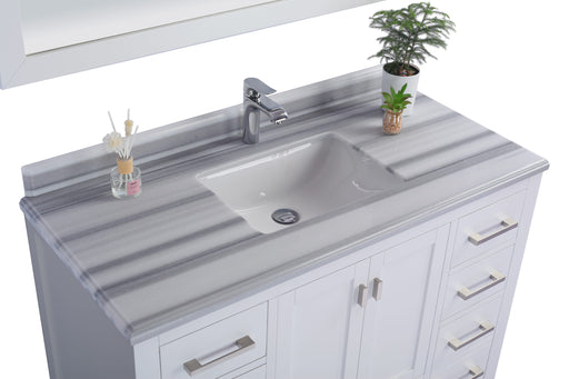 Laviva | Wilson 48" White Bathroom Vanity with White Stripes Marble Countertop Laviva - Vanities Laviva   