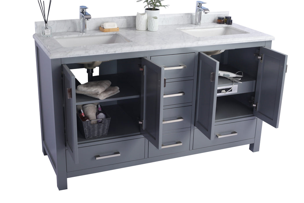 Laviva | Wilson 60" Grey Double Sink Bathroom Vanity with Black Wood Marble Countertop Laviva - Vanities Laviva   