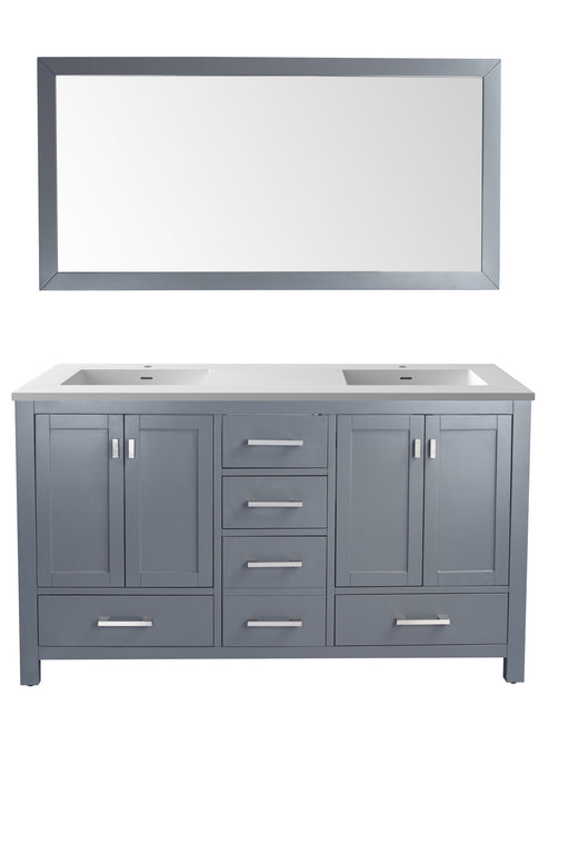 Laviva | Wilson 60" Grey Double Sink Bathroom Vanity with Matte White VIVA Stone Solid Surface Countertop Laviva - Vanities Laviva   