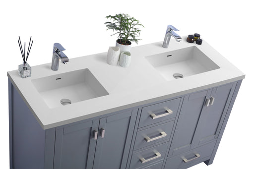 Laviva | Wilson 60" Grey Double Sink Bathroom Vanity with Matte White VIVA Stone Solid Surface Countertop Laviva - Vanities Laviva   