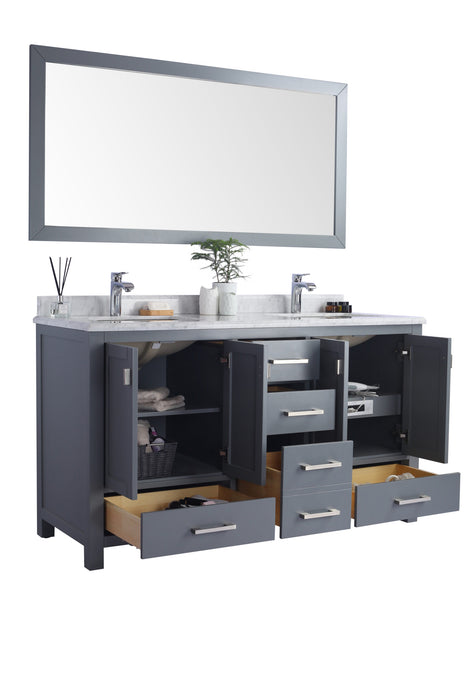 Laviva | Wilson 60" Grey Double Sink Bathroom Vanity with Matte White VIVA Stone Solid Surface Countertop Laviva - Vanities Laviva   