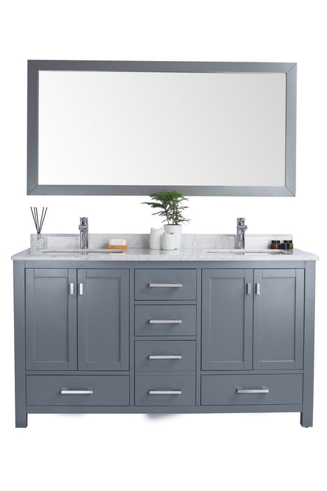 Laviva | Wilson 60" Grey Double Sink Bathroom Vanity with White Carrara Marble Countertop Laviva - Vanities Laviva   