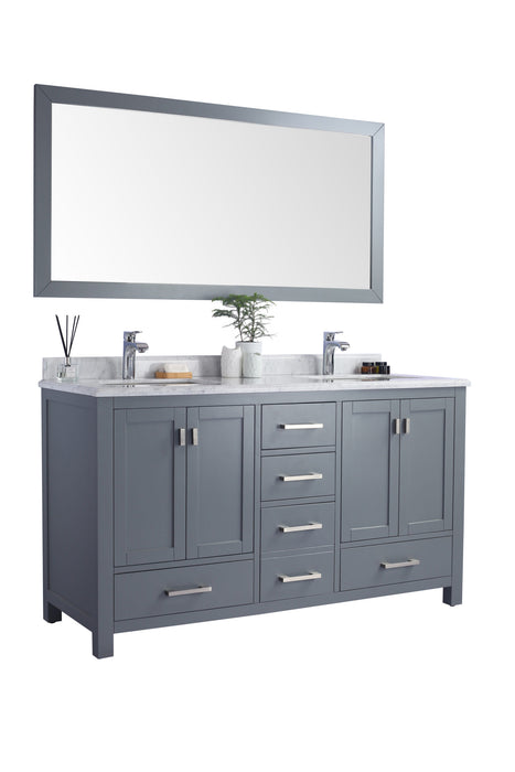 Laviva | Wilson 60" Grey Double Sink Bathroom Vanity with White Carrara Marble Countertop Laviva - Vanities Laviva   