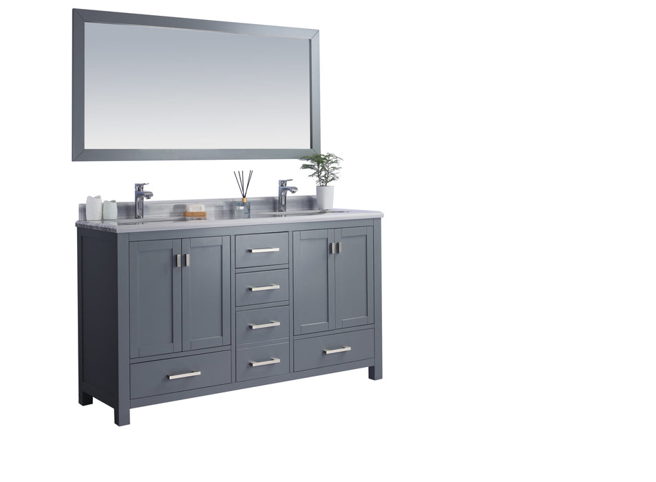 Laviva | Wilson 60" Grey Double Sink Bathroom Vanity with White Stripes Marble Countertop Laviva - Vanities Laviva   