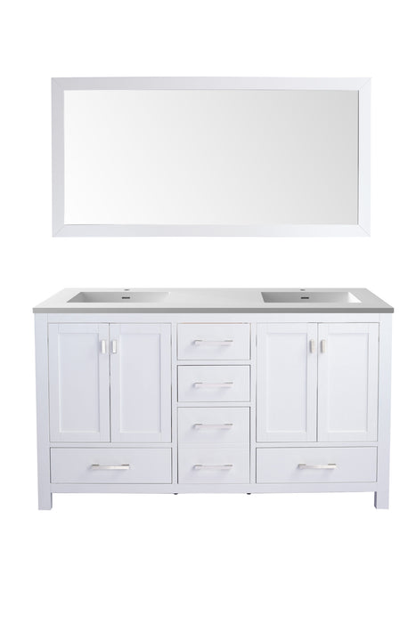 Laviva | Wilson 60" White Double Sink Bathroom Vanity with Matte White VIVA Stone Solid Surface Countertop Laviva - Vanities Laviva   