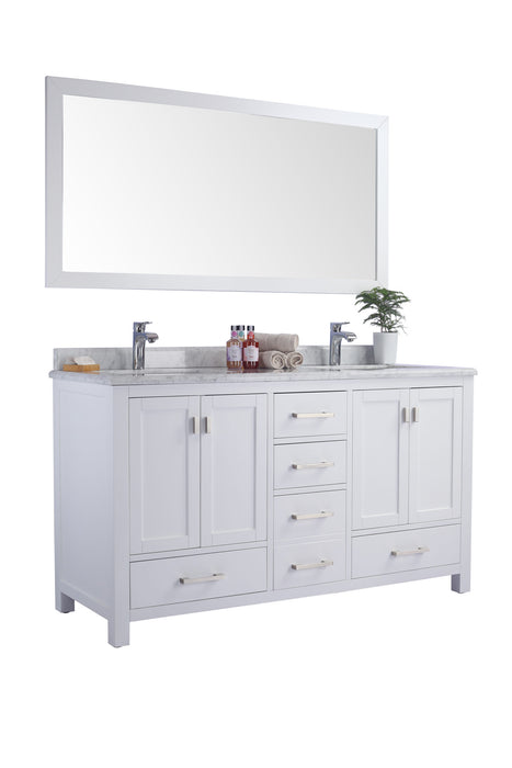 Laviva | Wilson 60" White Double Sink Bathroom Vanity with White Carrara Marble Countertop Laviva - Vanities Laviva   