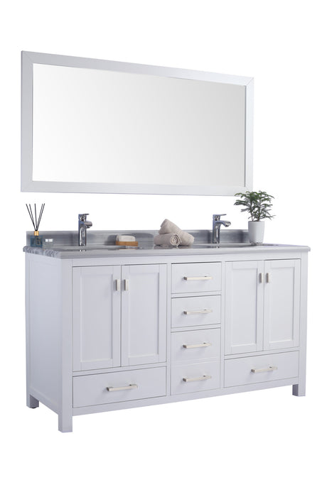 Laviva | Wilson 60" White Double Sink Bathroom Vanity with White Stripes Marble Countertop Laviva - Vanities Laviva   