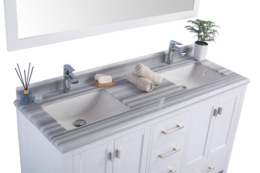 Laviva | Wilson 60" White Double Sink Bathroom Vanity with White Stripes Marble Countertop Laviva - Vanities Laviva   