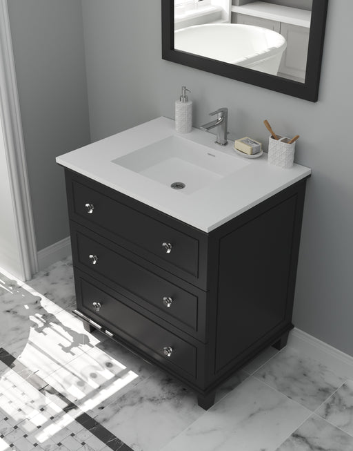 Laviva | Luna 30" Espresso Bathroom Vanity with Matte White VIVA Stone Solid Surface Countertop Laviva - Vanities Laviva   