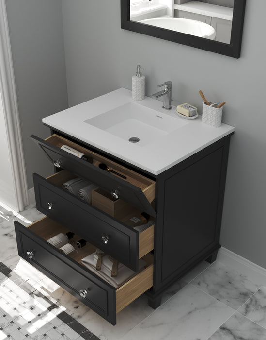 Laviva | Luna 30" Espresso Bathroom Vanity with Matte White VIVA Stone Solid Surface Countertop Laviva - Vanities Laviva   