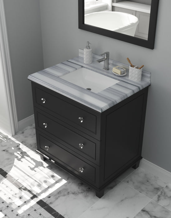 Laviva | Luna 30" Espresso Bathroom Vanity with White Stripes Marble Countertop Laviva - Vanities Laviva   