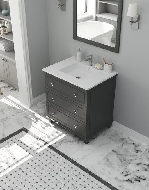 Laviva | Luna 30" Maple Grey Bathroom Vanity with Matte White VIVA Stone Solid Surface Countertop Laviva - Vanities Laviva   