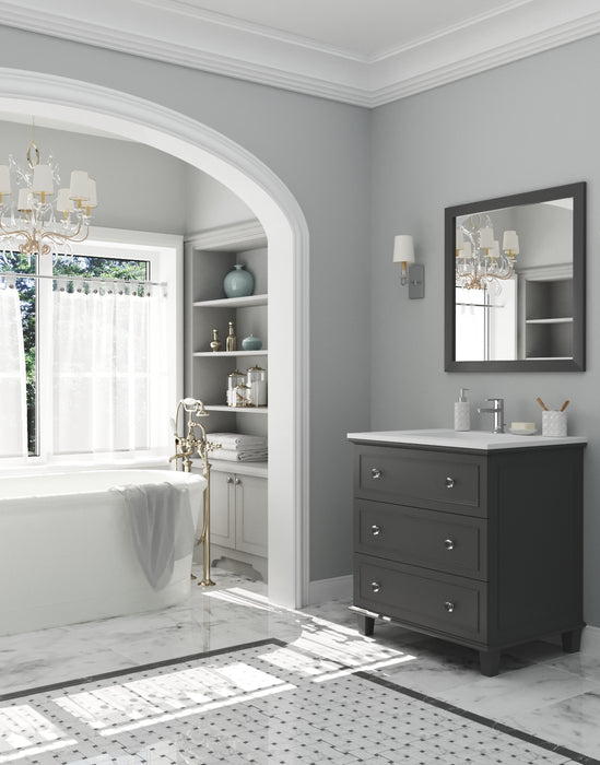 Laviva | Luna 30" Maple Grey Bathroom Vanity with Matte White VIVA Stone Solid Surface Countertop Laviva - Vanities Laviva   