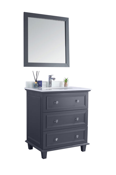 Laviva | Luna 30" Maple Grey Bathroom Vanity with Pure White Phoenix Stone Countertop Laviva - Vanities Laviva   