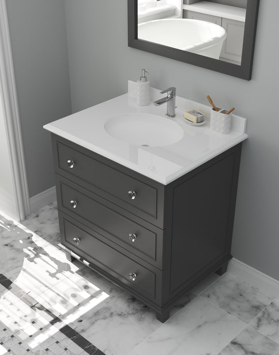 Laviva | Luna 30" Maple Grey Bathroom Vanity with Pure White Phoenix Stone Countertop Laviva - Vanities Laviva   