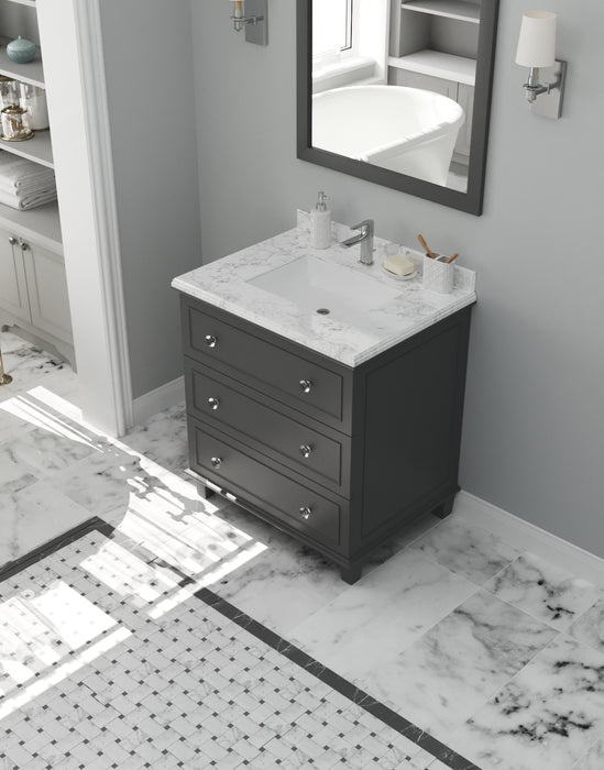 Laviva | Luna 30" Maple Grey Bathroom Vanity with White Carrara Marble Countertop Laviva - Vanities Laviva   