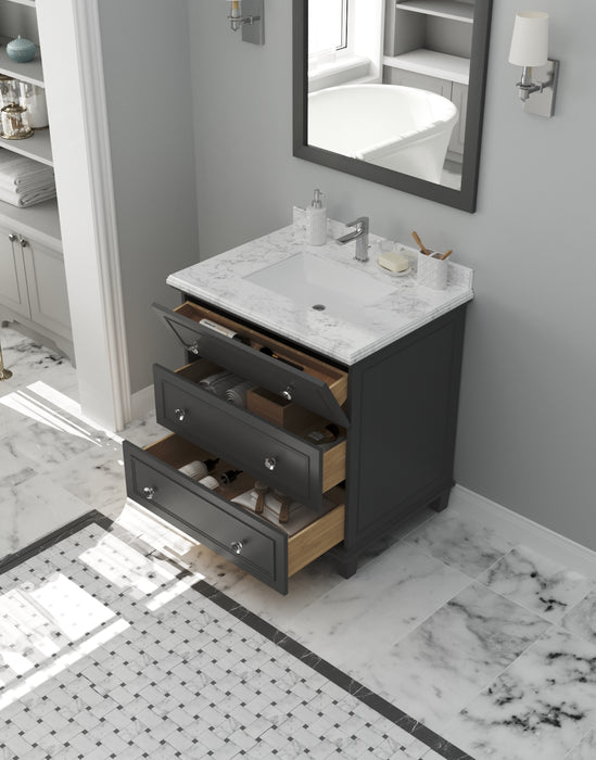 Laviva | Luna 30" Maple Grey Bathroom Vanity with White Carrara Marble Countertop Laviva - Vanities Laviva   