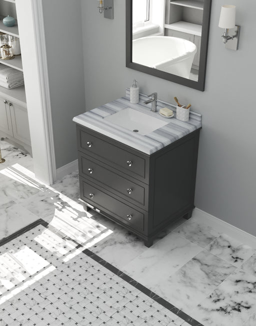 Laviva | Luna 30" Maple Grey Bathroom Vanity with White Stripes Marble Countertop Laviva - Vanities Laviva   