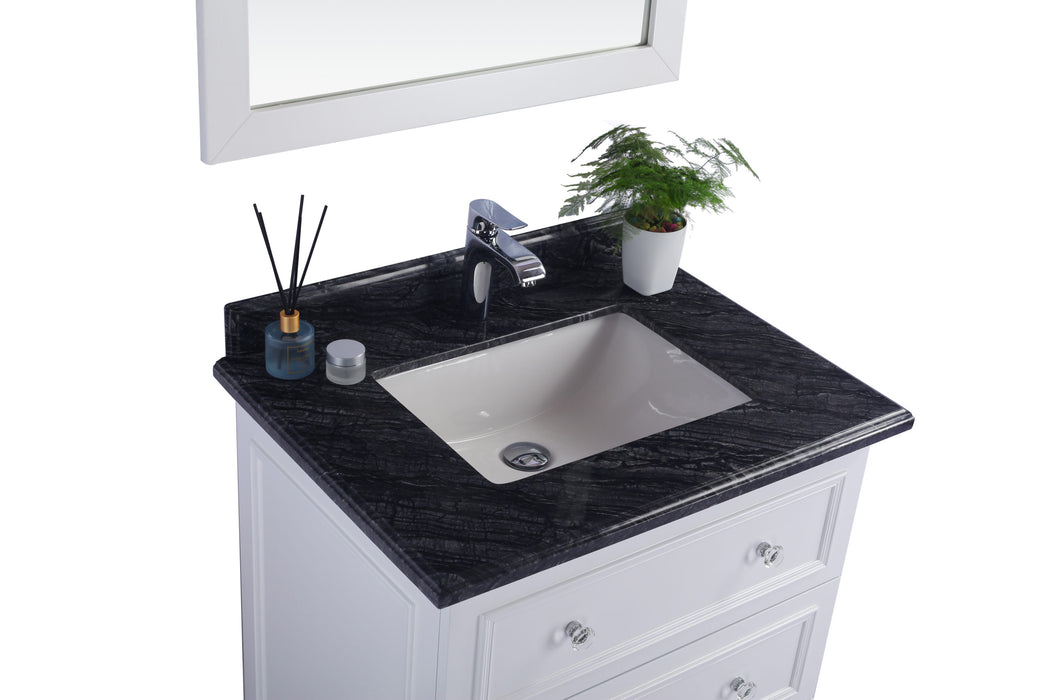 Laviva | Luna 30" White Bathroom Vanity with Black Wood Marble Countertop Laviva - Vanities Laviva   