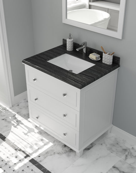 Laviva | Luna 30" White Bathroom Vanity with Black Wood Marble Countertop Laviva - Vanities Laviva   