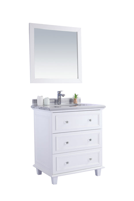 Laviva | Luna 30" White Bathroom Vanity with White Stripes Marble Countertop Laviva - Vanities Laviva   