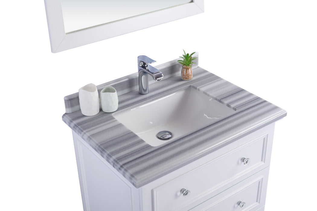 Laviva | Luna 30" White Bathroom Vanity with White Stripes Marble Countertop Laviva - Vanities Laviva   