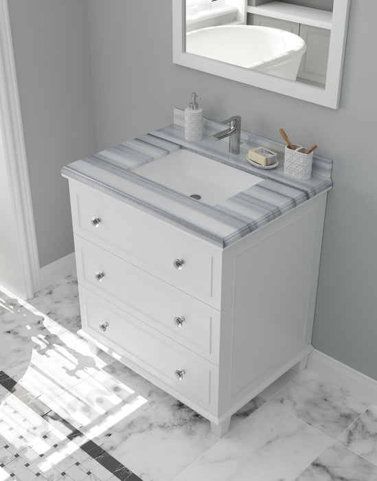 Laviva | Luna 30" White Bathroom Vanity with White Stripes Marble Countertop Laviva - Vanities Laviva   