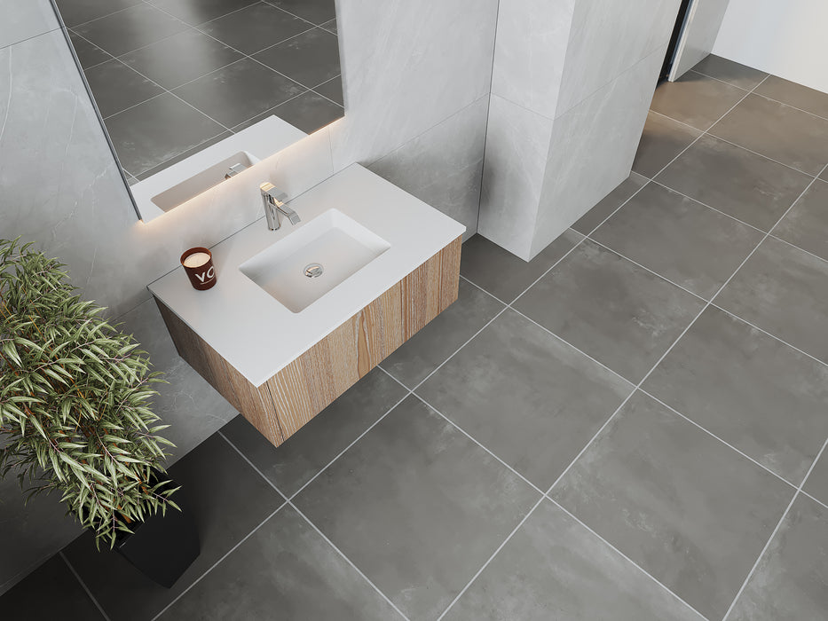 Laviva | Legno 36" Weathered Grey Bathroom Vanity with Matte White VIVA Stone Solid Surface Countertop Laviva - Vanities Laviva   