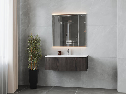 Laviva | Legno 42" Carbon Oak Bathroom Vanity with Matte White VIVA Stone Solid Surface Countertop Laviva - Vanities Laviva   