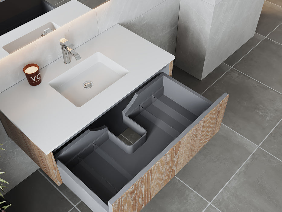 Laviva | Legno 42" Weathered Grey Bathroom Vanity with Matte White VIVA Stone Solid Surface Countertop Laviva - Vanities Laviva   