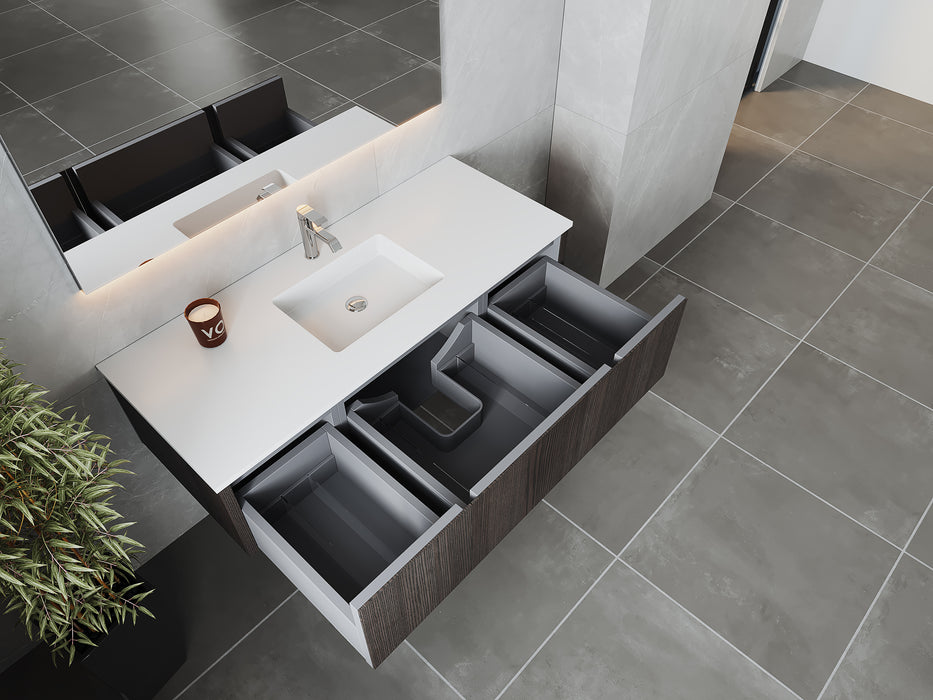 Laviva | Legno 54" Carbon Oak Bathroom Vanity with Matte White VIVA Stone Solid Surface Countertop Laviva - Vanities Laviva   