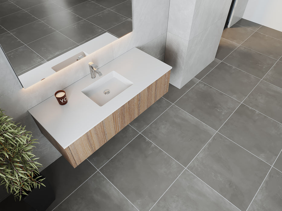 Laviva | Legno 54" Weathered Grey Bathroom Vanity with Matte White VIVA Stone Solid Surface Countertop Laviva - Vanities Laviva   