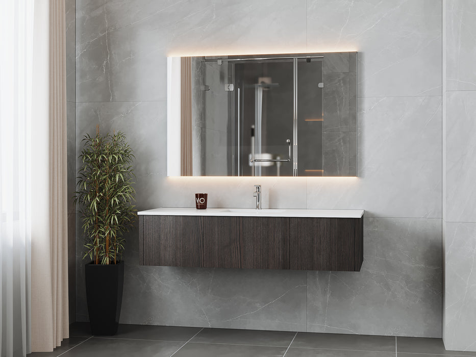 Laviva | Legno 60" Carbon Oak Single Sink Bathroom Vanity with Matte White VIVA Stone Solid Surface Countertop Laviva - Vanities Laviva   