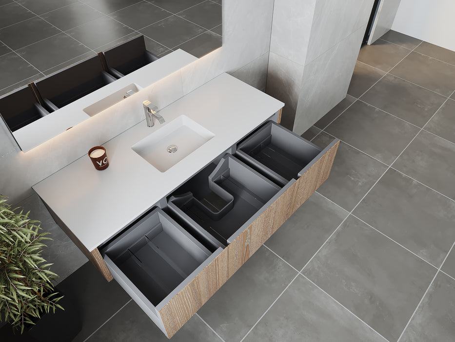 Laviva | Legno 60" Weathered Grey Single Sink Bathroom Vanity with Matte White VIVA Stone Solid Surface Countertop Laviva - Vanities Laviva   